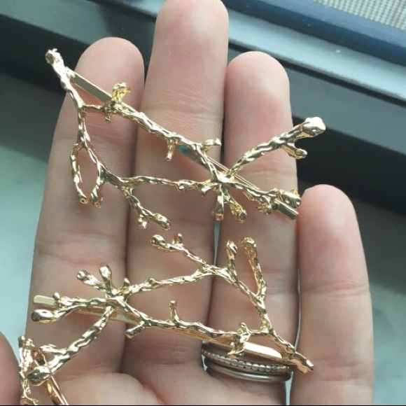 !!SOLD OUT!! Gold Tone Tree Branch Hair Pins Pair - Picture 3 of 4